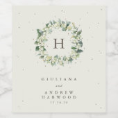 クリームスノーベリー+ユーカリ冬の結婚式 ワインラベル (シングルラベル)