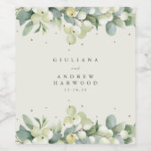 クリームスノーベリー+ユーカリ冬の結婚式 ワインラベル (シングルラベル)