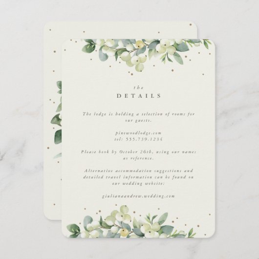 クリームスノーベリー+ユーカリ結婚ズエッジ詳細 エンクロージャーカード (正面/裏面)