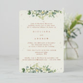 クリームスノーベリー+ユーカリ結婚リハーサル 箔招待状 (立ち正面)