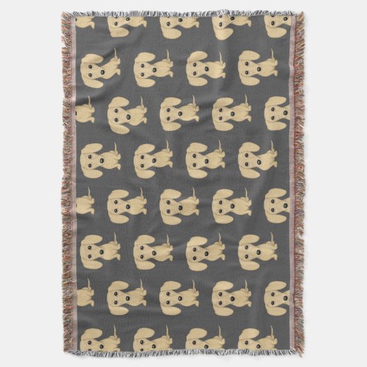 クリームスムースコーティングされたダックスシュント犬のパターン スローブランケット (正面縦)