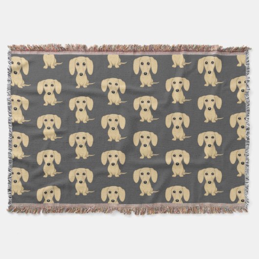 クリームスムースコーティングされたダックスシュント犬のパターン スローブランケット (正面)