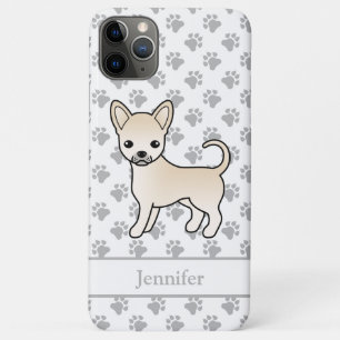 クリームスムースコートチワワのキャラクターデザイン 犬 名前入り iPhone 11 PRO MAXケース