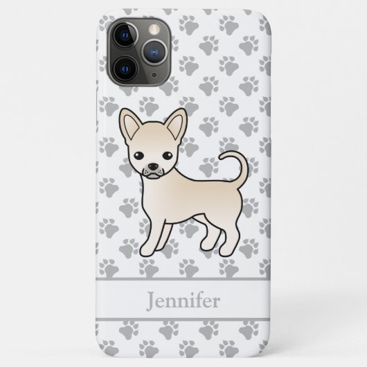 クリームスムースコートチワワのキャラクターデザイン 犬 名前入り Case-Mate iPhoneケース (裏面)