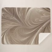 クリームスワール – ソフトベージュ抽象芸術フローデザイン シェルパブランケット (正面(横))