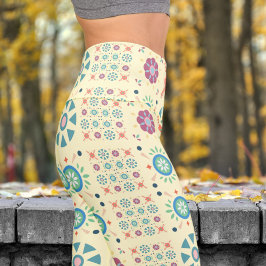 クリームス魅力的カンジナビアフォークパターンヨガ カプリレギンス