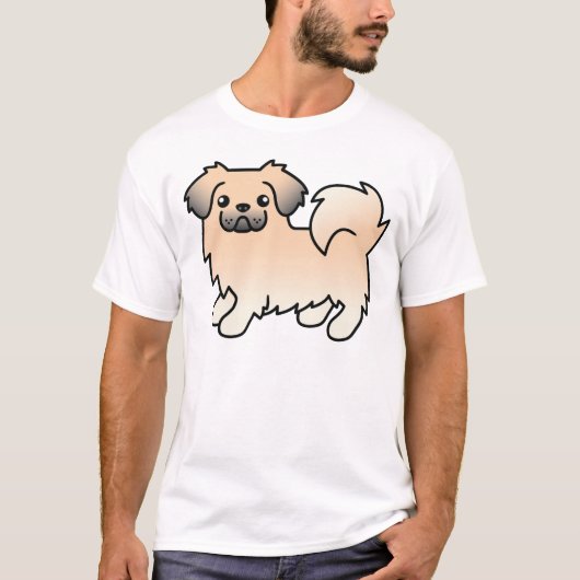 クリームセーブルチベットスパニエル犬かわいい漫画の犬 Tシャツ (正面)