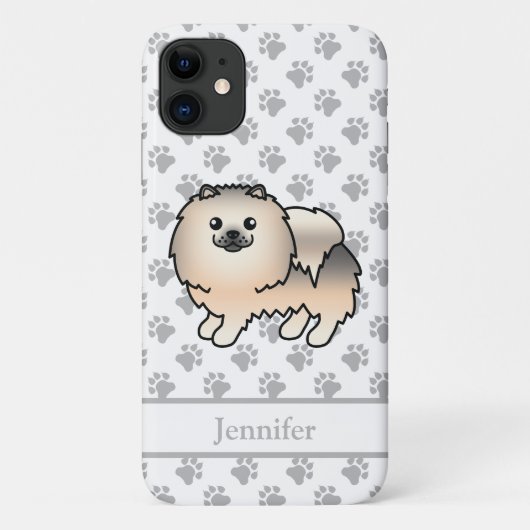 クリームセーブルポメラニアンのかわいいキャラクター犬と名前 Case-Mate iPhoneケース (裏面)