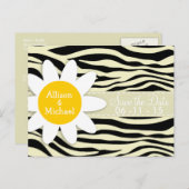 クリームゼブラストライプアニマルプリント;デイジー 案内ポストカード (正面/裏面)