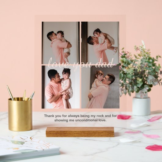 クリームソフトハッピーパパの日ギフトフォトコラージュ アクリルサイン (ウェディング)
