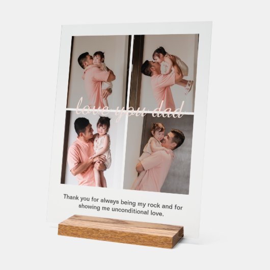 クリームソフトハッピーパパの日ギフトフォトコラージュ アクリルサイン (傾斜)