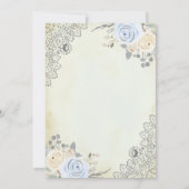 クリームソフトブルー素朴フローラレースムスリム結婚ズ 招待状 (裏面)