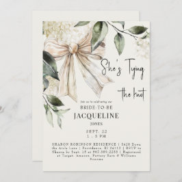 クリームタイイングザノットボウアジサイウェディングシャワー 招待状