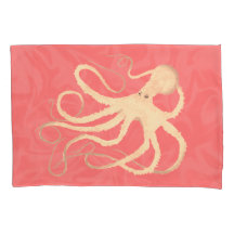 クリームタコon珊瑚 – 2標準ピロロケース