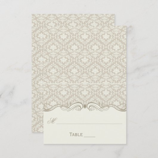 クリームタンアイボリーダマスクスワーズフォールズ座席表 招待状 (正面/裏面)