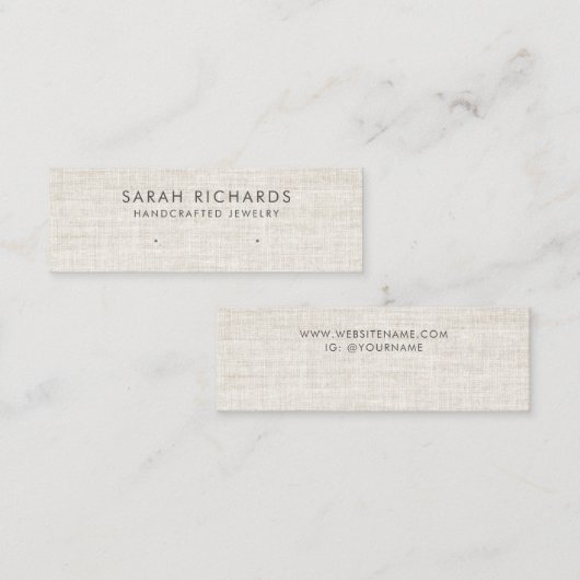 クリームタンエレガントリネンルックイヤリングディスプレイ スキニー名刺 (正面/裏面)