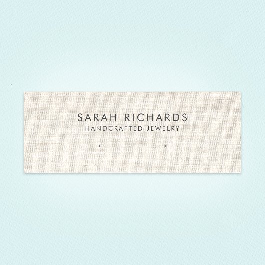 クリームタンエレガントリネンルックイヤリングディスプレイ スキニー名刺