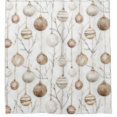 クリームタンオーガニッククリスマスオーナメント シャワーカーテン (正面)