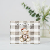 クリームタンオーガニッククリスマステディベアサンタハット ポストカード (スタンド正面)