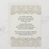 クリームタンダマスク渦巻結婚き柱 招待状 (正面/裏面)