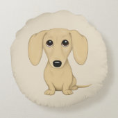 クリームダシュントかわいい漫画ウィーナードッグ ラウンドクッション (裏面)