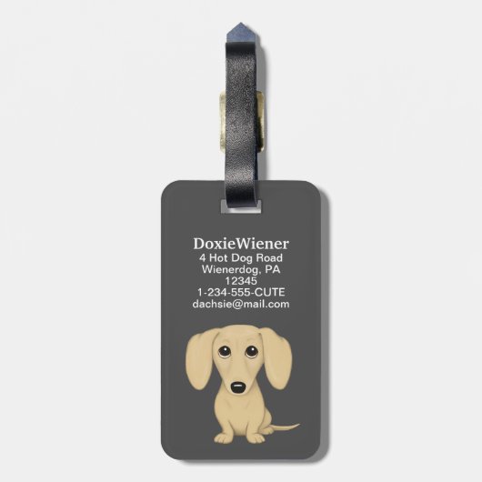 クリームダシュンドウィーナードッグカートーパーソナライズされたン ラゲッジタグ (裏面縦)