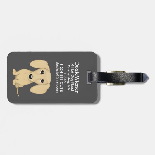 クリームダシュンドウィーナードッグカートーパーソナライズされたン ラゲッジタグ (裏面横)