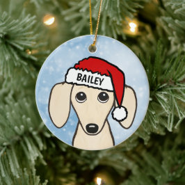 クリームダックスシャンドサンタウィナードッグ名前をカスタムする セラミックオーナメント
