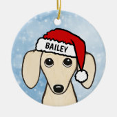 クリームダックスシャンドサンタウィナードッグ名前をカスタムする セラミックオーナメント (正面)