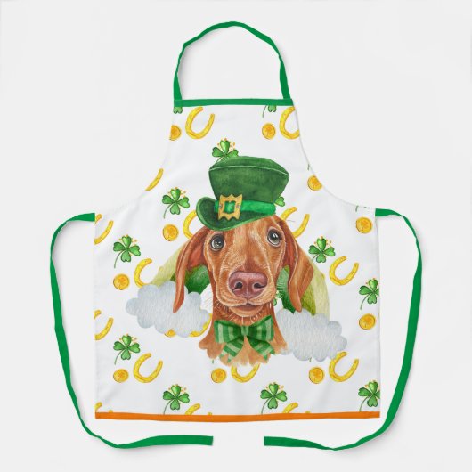 クリームダックスシャンドホリデーデコールセントパトリックの日犬 エプロン (正面)