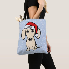 クリームダックスシュントかわいいサンタドッグクリスマス トートバッグ