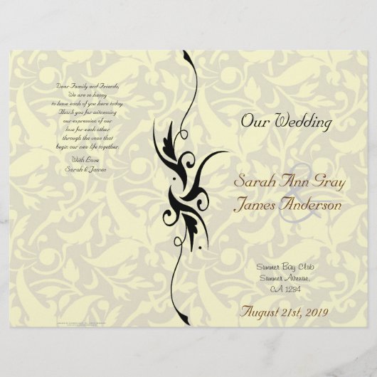 クリームダマスクユダヤ式ウェディングプログラム (正面)