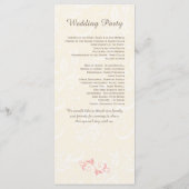 クリームダマスク淡い色の結婚式プログラムのピンクの渦巻き プログラム (裏面)