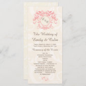 クリームダマスク淡い色の結婚式プログラムのピンクの渦巻き プログラム (正面/裏面)