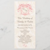 クリームダマスク淡い色の結婚式プログラムのピンクの渦巻き プログラム (正面)