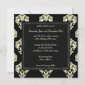 クリームダマスク/ブラック結婚式招待状 招待状 (裏面)