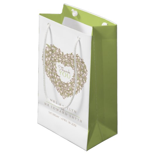 クリームチューリップハート感謝していアートユー結婚式の引き出物 スモールペーパーバッグ (正面アングル)