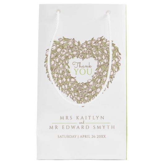 クリームチューリップハート感謝していアートユー結婚式の引き出物 スモールペーパーバッグ (正面)