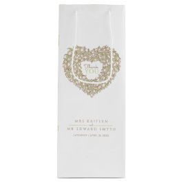 クリームチューリップハート感謝していアートユー結婚式の引き出物 ワインギフトバッグ