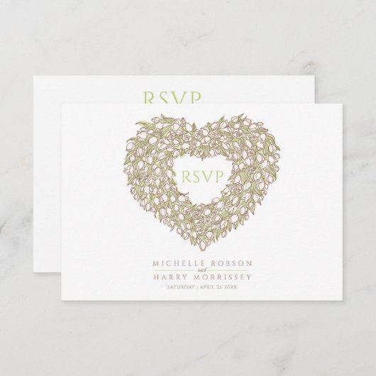 クリームチューリップモノグラム結婚の食事オプションイベント 出欠カード (正面/裏面)