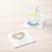 クリームチューリップリースインクスケッチモノグラム結婚ズ スクエアペーパーコースター (インサイチュ)