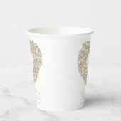 クリームチューリップリースブラウンインクアート結婚ズ 紙コップ (左)