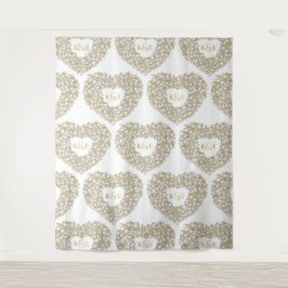 クリームチューリップ結婚モノグラムの背景 タペストリー