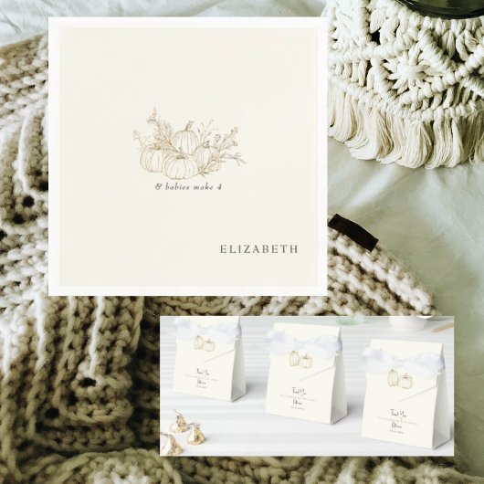 クリームツイン&ベビー4カボチャのシャワー スタンダードカクテルナプキン