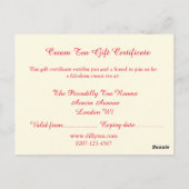 クリームティーギフト券はがき ポストカード (裏面)