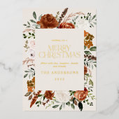 クリームテラコッタフローラ植物画エレガント面 箔シーズンカード (正面)