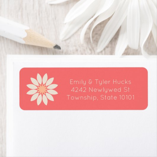 クリームデイジーオンコーラル差出人住所ラベル ラベル (インサイチュ)