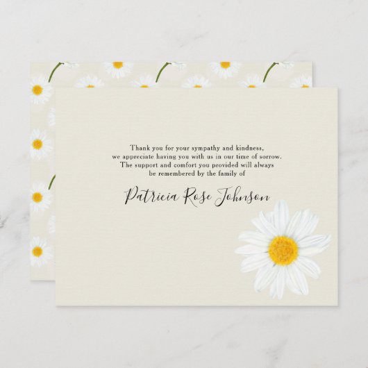 クリームデイジー葬儀記念サンキューカード サンキューカード (正面/裏面)