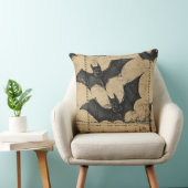 クリームデニムグランジパッチワークとこうもり クッション (椅子)