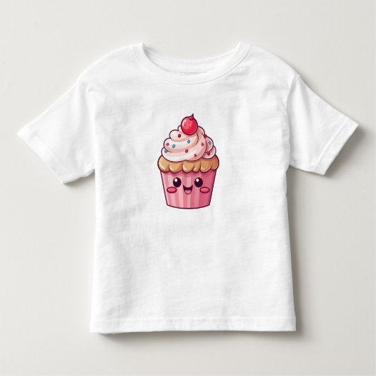 クリームトッピングのかわいいカップケーキ トドラーTシャツ (正面)